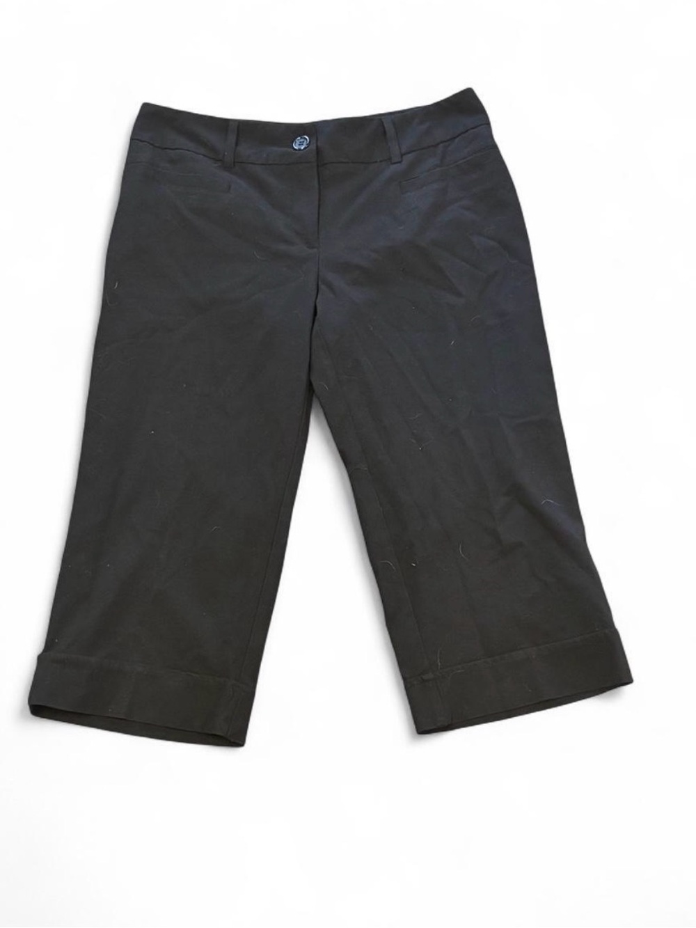 Courtenay Black Capri Pants - Size 6 Petite Cuffed Cropped Dress Trousers